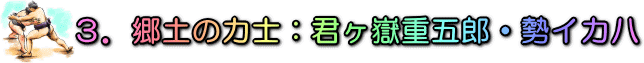 3.郷土の力士:君ヶ嶽重五郎・勢イ力八