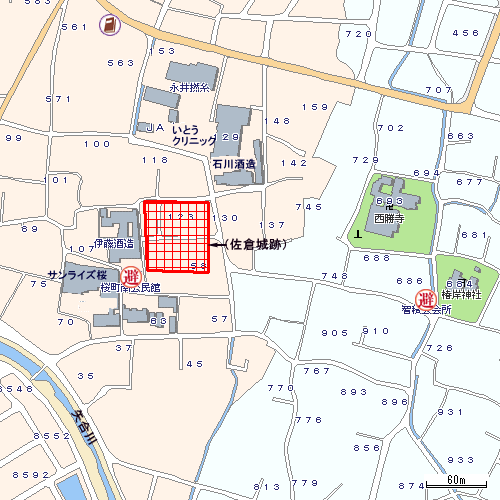 佐倉城の概略位置図